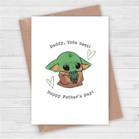 Baby Yoda Fathers Day Card Yoda Best Ever Dad Dad Yoda Etsy En 2021