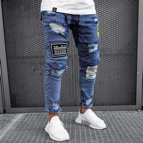 New Style Hip Hop Ripped Skinny Trousers Jeans Men China Men Jeans