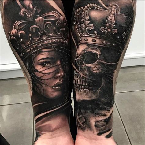 matching king and queen tattoo girlfriend tattoos queen tattoo hyper realistic tattoo