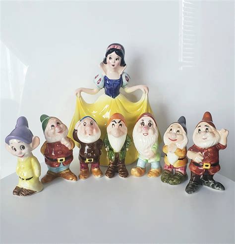 Vintage Walt Disney Seven Dwarfs Porcelain Figure Set Snow White Sexiz Pix