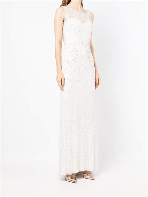 Jenny Packham Crystal Embellished Embroidered Fitted Gown Farfetch