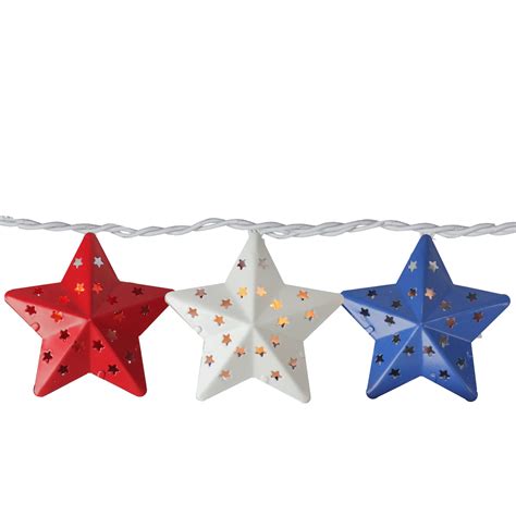 10 Count Red And Blue Fourth Of July Star String Light Set 725ft