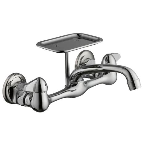 Glacier Bay Handle Wall Mount Kitchen Faucet With Soap Dish In Chrome