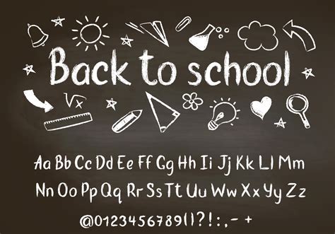 Back To School Chalk Text On Blackboard With School Doodle Elements And