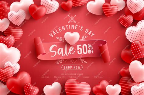 Premium Vector Valentines Day Sale 50 Off Poster Or Banner With