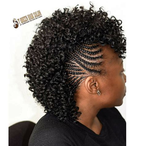 Mohawk with braids and curls; Crochet updo by #tqueenhairsalon! Contact us at 2403558442 ...