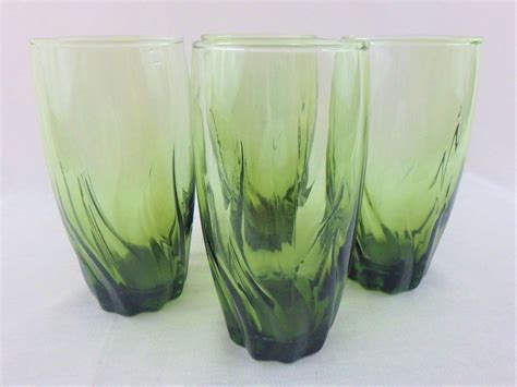 Vintage Green Juice Glass 4 Moroccan Emerald Green Cocktail Etsy
