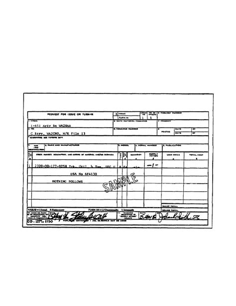 Figure 43 Dd Form 1150 Request For Issue Or Turn In Prepared As