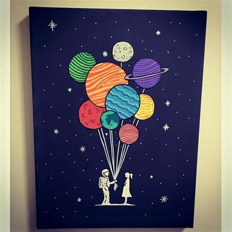 Space Canvas Planets Painting Cute Canvas Paintings