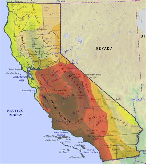 California Sierra Nevada Mountains Map