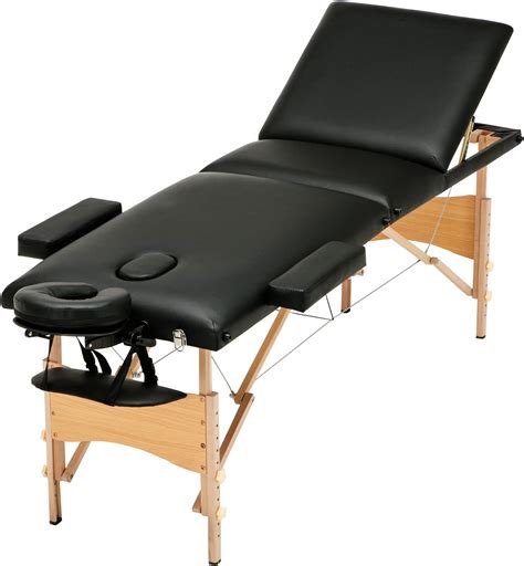 Uenjoy Table De Massage Pliante Professionnelle Cosmétique 3 Zones Pliables Pieds En Bois