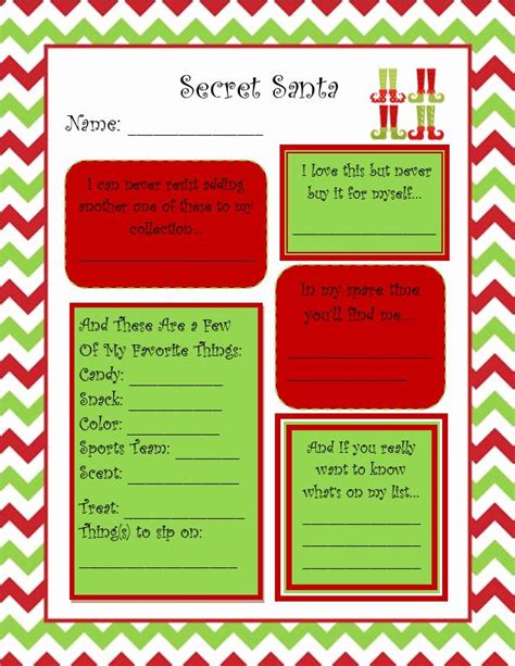 T Exchange Wish List Template Beautiful Secret Santa Questionnaire