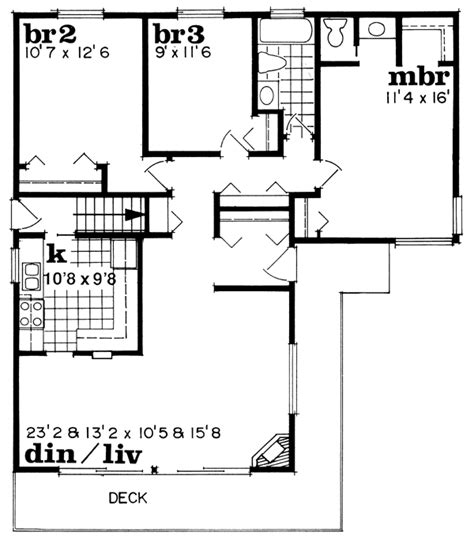 House Plan 55410 One Story Style With 1244 Sq Ft 3 Bed 1 Bath 1