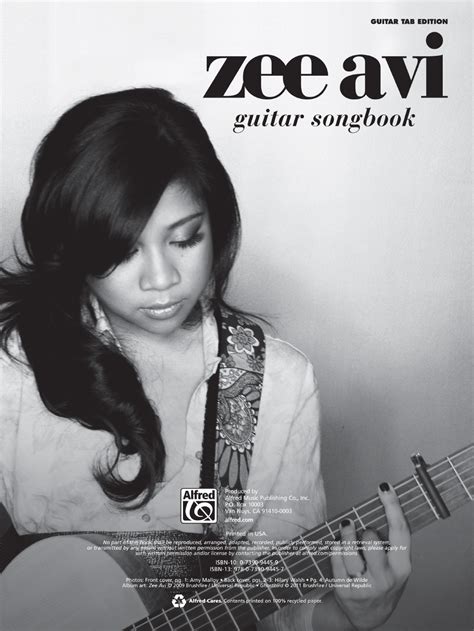 zee avi guitar songbook by zee avi j w pepper sheet music