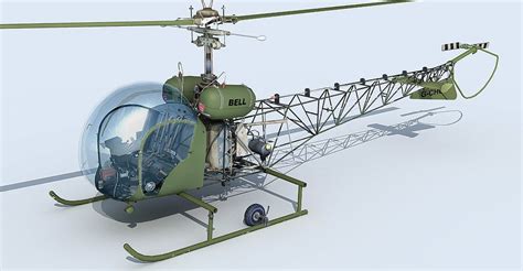 Bell 47 Helicopter 3d Model
