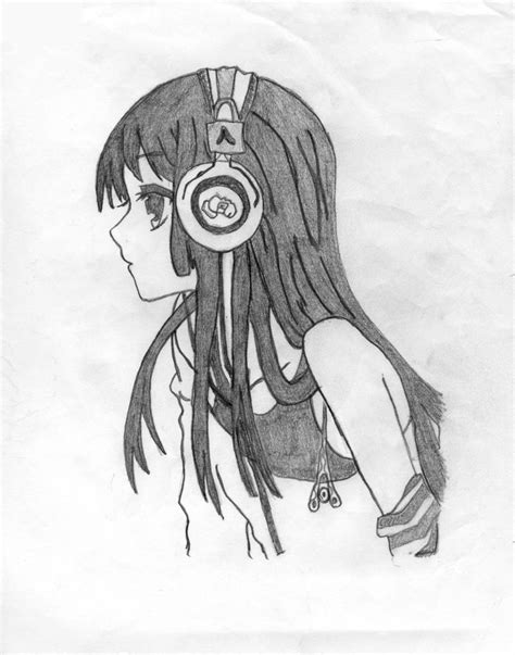 Anime Girl With Headphones By Mizore Shirayuki On