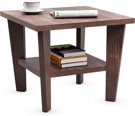 Giantex End Table 2 Tier Rustic Space Saving Side Table W