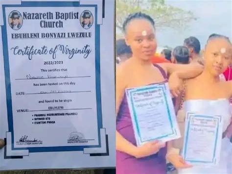 Church Gives Certificate Of Virginity To Ladies After Test In South Africa Photos