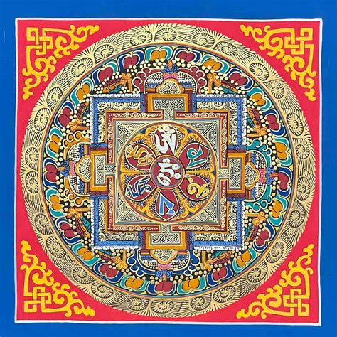 Hq Buddhist Handmade Thangka Painting Of Om Mane Padme Hum Mandala