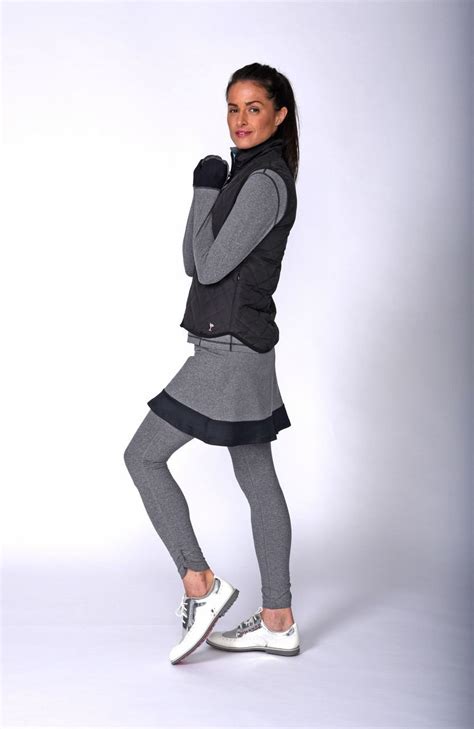Golftini Ladies Unexpected Legging In A Brushed Heathered Grey Tech
