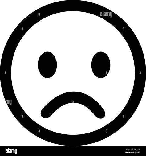 Black Sad Emoji Face Flat Style Icon Depressed Emoticon Pensive
