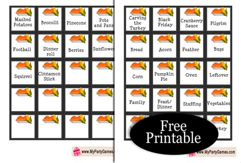 30 Free Printable Thanksgiving Pictionary Prompts