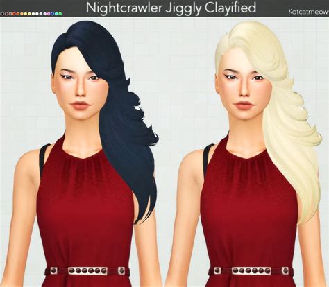 Kot Cat Nightcrawler`s Jiggly Hair Clayified Sims 4 Hairs