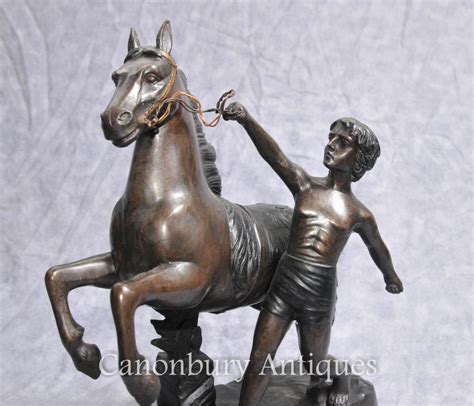 French Bronze Horse And Boy Statue Signed J Daste