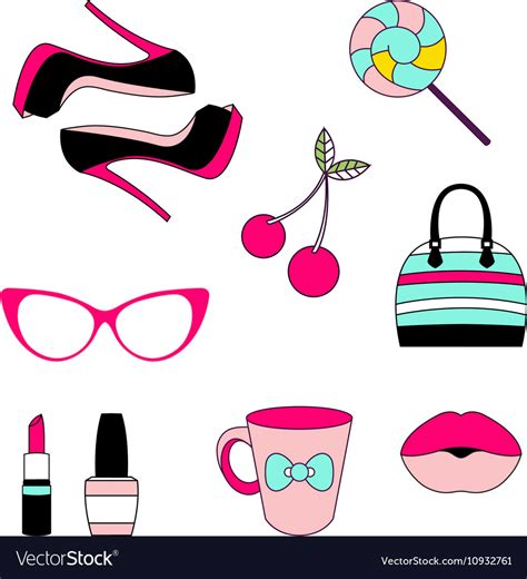 Icons Glamor Stickers And Labeles Royalty Free Vector Image