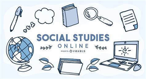 Social Studies Online Education Cover Vector Download