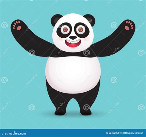 Giant Panda Hugs Vector Character On Blue Background Stock Vector