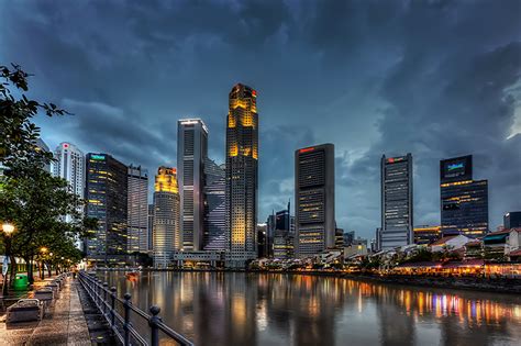 Fondos De Pantalla Singapur Rascacielos Cielo Noche Farola Ciudades