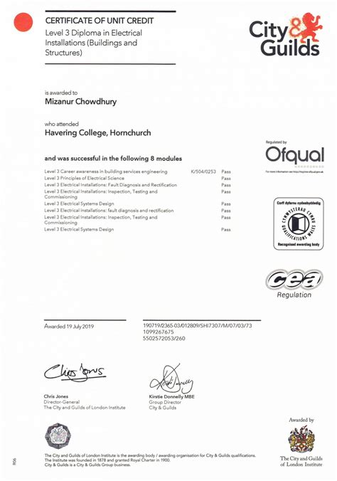 Certificates Ideal Electricians