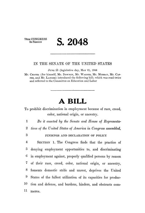 78th Us Congress Second Session Senate Bill 2048 The Portal To