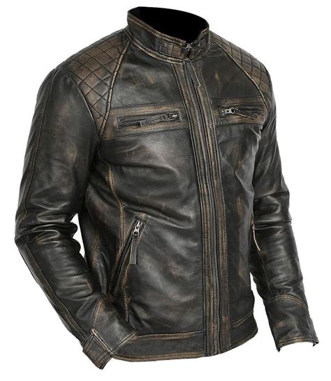 Cafe Racer Vintage Motorcycle Retro Moto Distressed Leather Jacket
