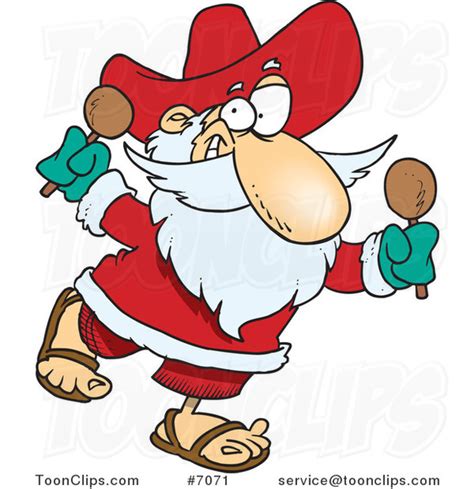 Cartoon Mexican Santa Shaking Maracas 7071 By Ron Leishman