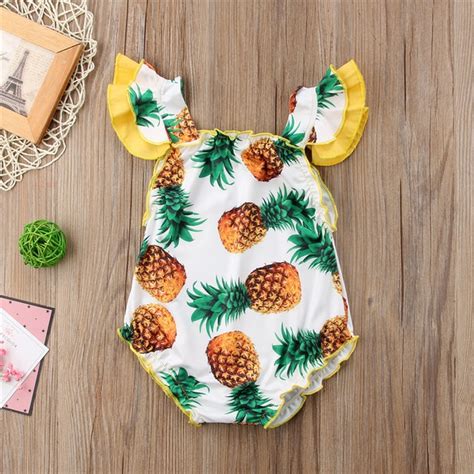 Cute Pineapple Printed Swimwear Toddler Baby Girls Summer One Piece