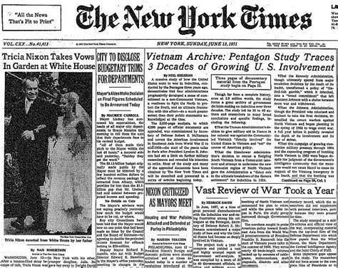 Otd In History June 13 1971 The New York Times Publishes The