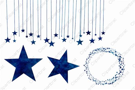 Navy Blue Watercolor Star Trails Swirls Confetti And Frame Cute Celestial