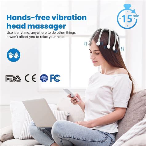 Hezheng Latest New Head Massager Smart Hand Free Electric Octopus 10 Vibration Claws 4 Modes