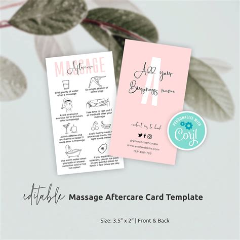 massage aftercare template editable massage after care guide printable beauty treatment post