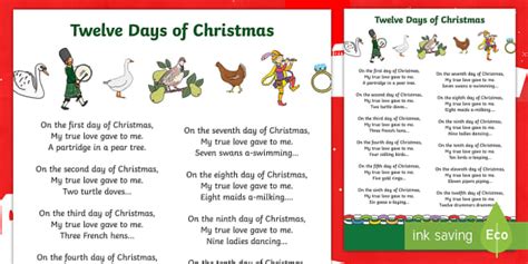 Boxing day is the first day of christmas, december 27th is the second day of christmas and so on till january 6th which is the 12th day of christmas. 12 Days of Christmas Lyrics | Printable Sheet (teacher made)