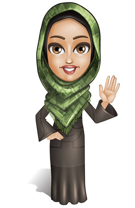 Muslim Girl Cartoon Vector