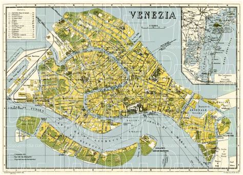 Old Map Of Venice In 1926 Buy Vintage Map Replica Poster Print Or Download Picture