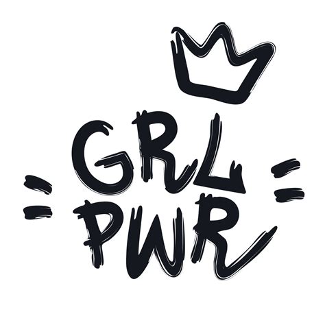 Girl Power Inscription Handwrittent Grl Pwr Hand Lettering Feminist Slogan Phrase Or Quote