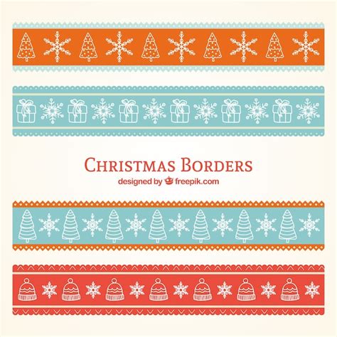 Free Vector Colourful Christmas Borders Pack