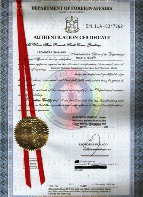 Authorization Letter For Cenomar Red Ribbon Certify Letter