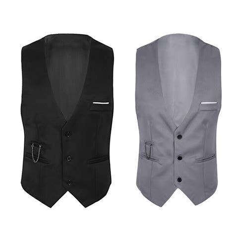 Men Waistcoat Vest V Neck T Shirt Sleeveless Formal Suit Dress