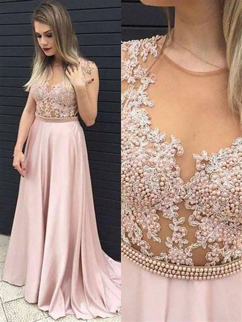 Scoop Neck Satin A Lineprincess Beautiful Prom Dresses Save Up To