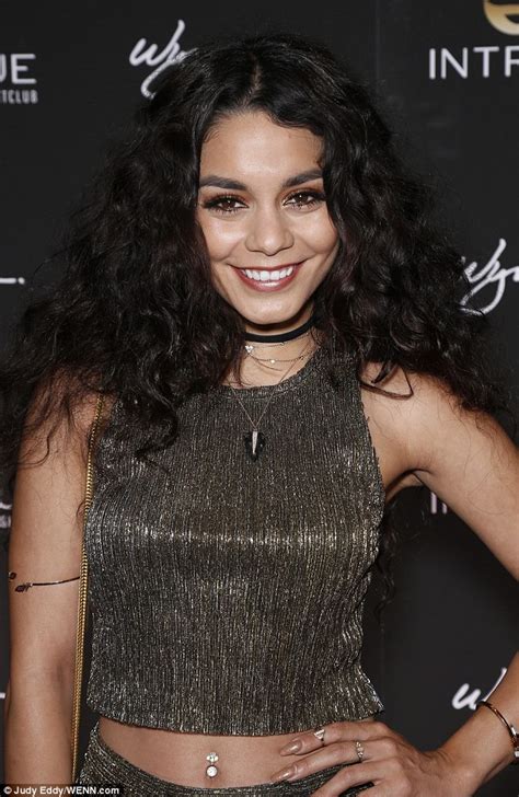 Vanessa Hudgens Flashes Her Pierced Belly Button In A Slinky Metallic Crop Top Daily Mail Online